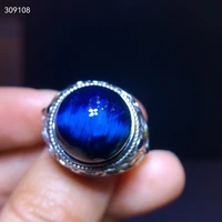 natural blue pietersite round cat eye adjustable ring 1414mm chatoyant pietersite namibia 925 silver women men aaaaaa