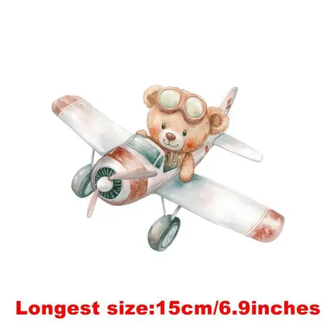 Детский мультяшный капитан медведь термонаклейка 15см