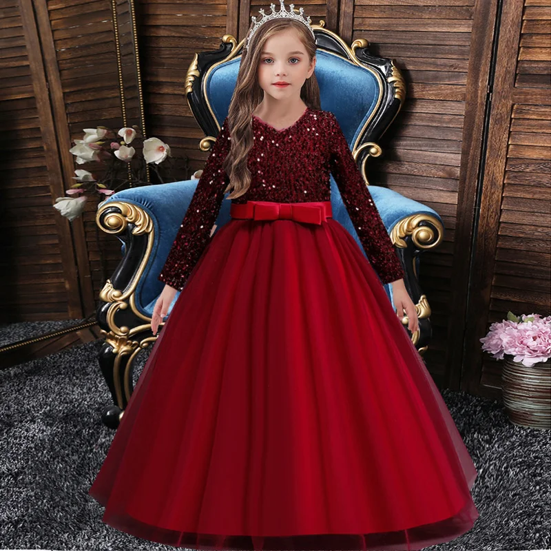 

SequinedFlower Girls Dresses High Quality Lace Appliques Beading Ball Gowns Beading Floor Length Pageant First Communion Dresses