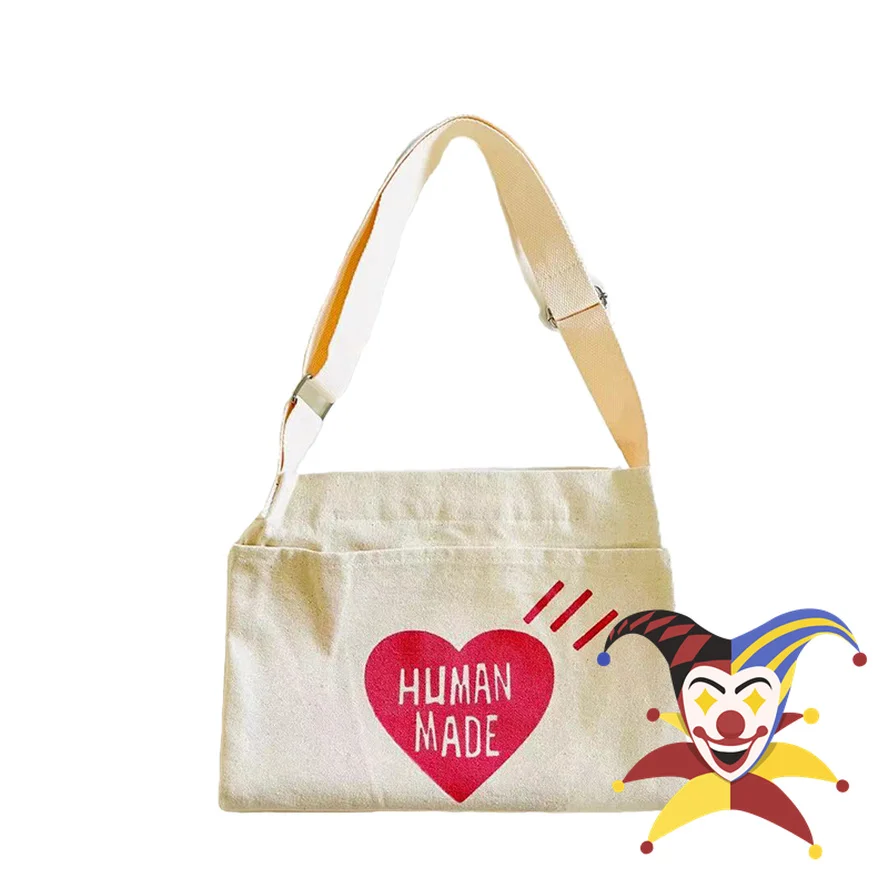 

Multifunctional Foldable Human Made Bag Men Women Double Logo Human Made Heart Bag Canvas Long Size Backpacks