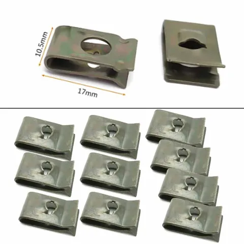 10pcs Car Motorcycle Scooter ATV Moped E-bike Plastic Cover Metal Retainer U-Type Clips ArmyGreen Anti-rust for M4 M5 screws