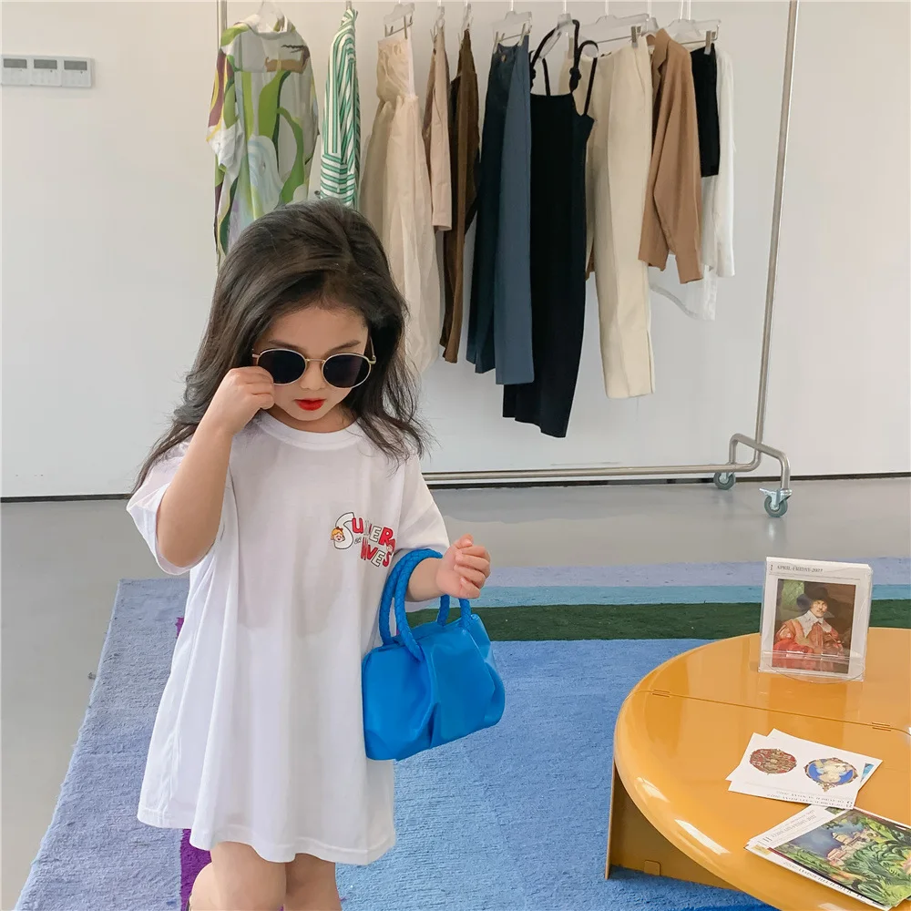 

Новая модная детская футболка для девочек, детская летняя одежда, детские футболки для девочек, Белая Летняя одежда с коротким рукавом для д...