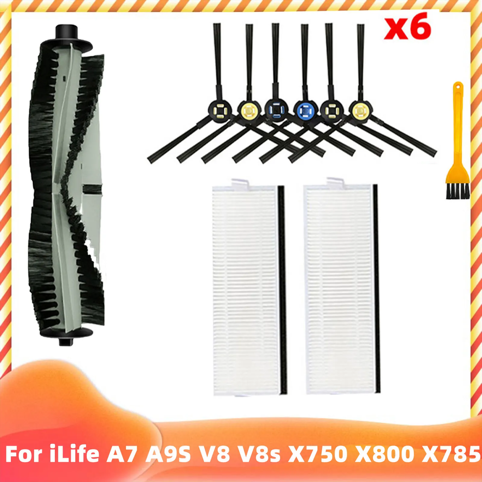 

Комплект резиновых щеток и HEPA-фильтра для iLife A7 A9S V8 V8s X750 X800 X785 V80 Silvercrest SSR1 SSRA1