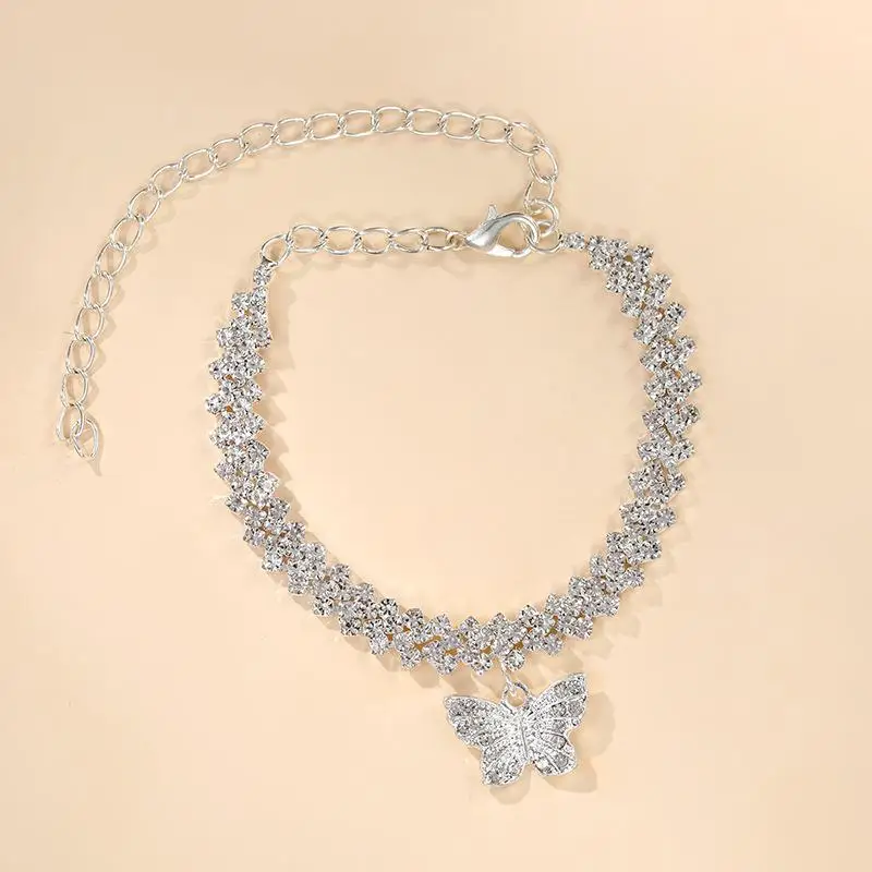 1 шт. Блестящий декоративный браслет на лодыжку в виде бабочки женские модные