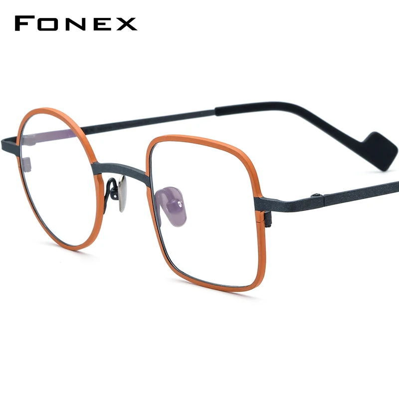 FONEX Titanium Glasses Frame Men Colorful Retro Round Square Prescription Eyeglasses 2022 Women Vintage Optical Eyewear F85747