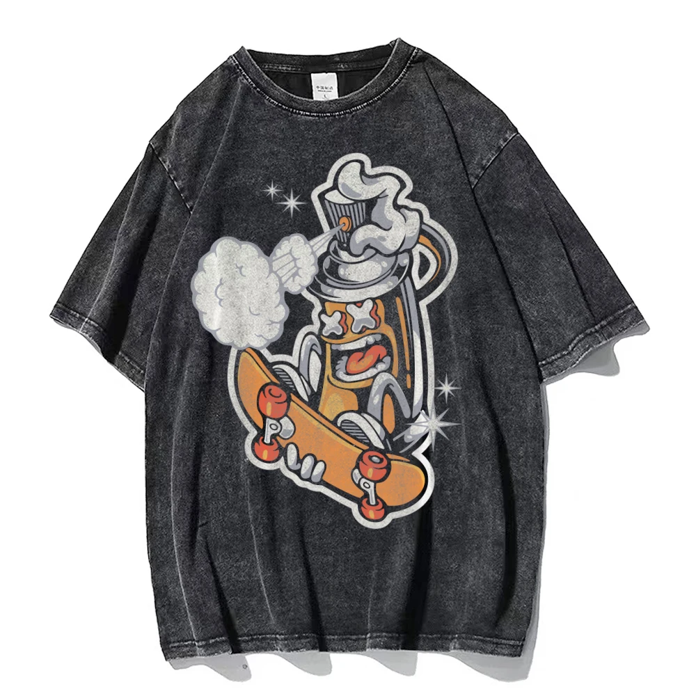 

Men's women's washable T-shirt hip-hop street costume cartoon graphic T-shirt Harajuku cotton casual T-shirt Men's summer short-