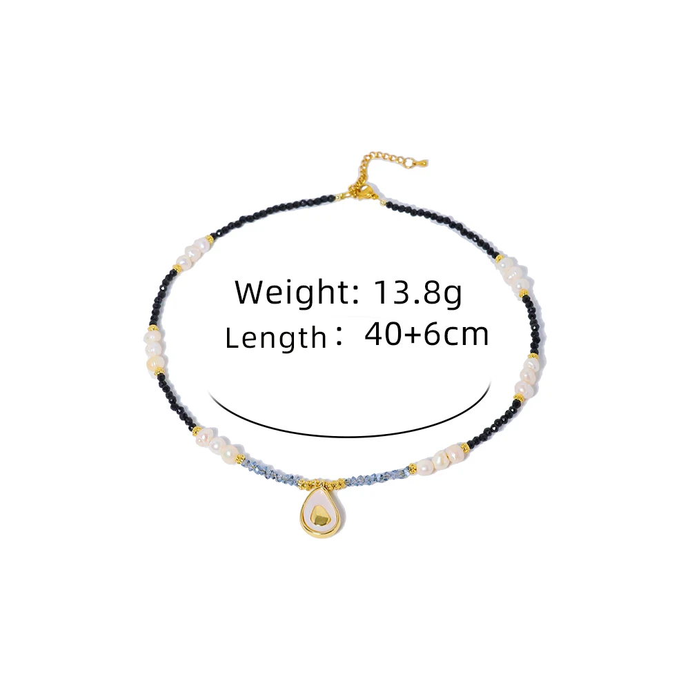 Ожерелье из натурального пресноводного жемчуга обсидиана с подвеской в виде