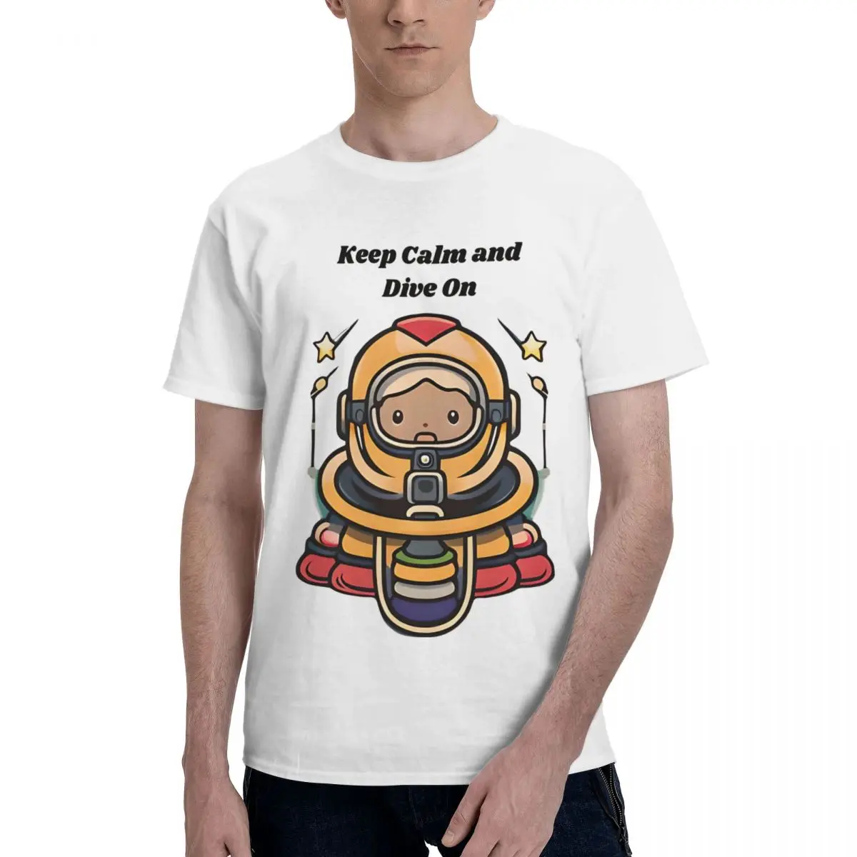 

Футболка мужская с надписью Keep Calm And Dive On, y2k, винтажная Роскошная хлопковая Футболка с графическим принтом для энтузиастов с дайвингом