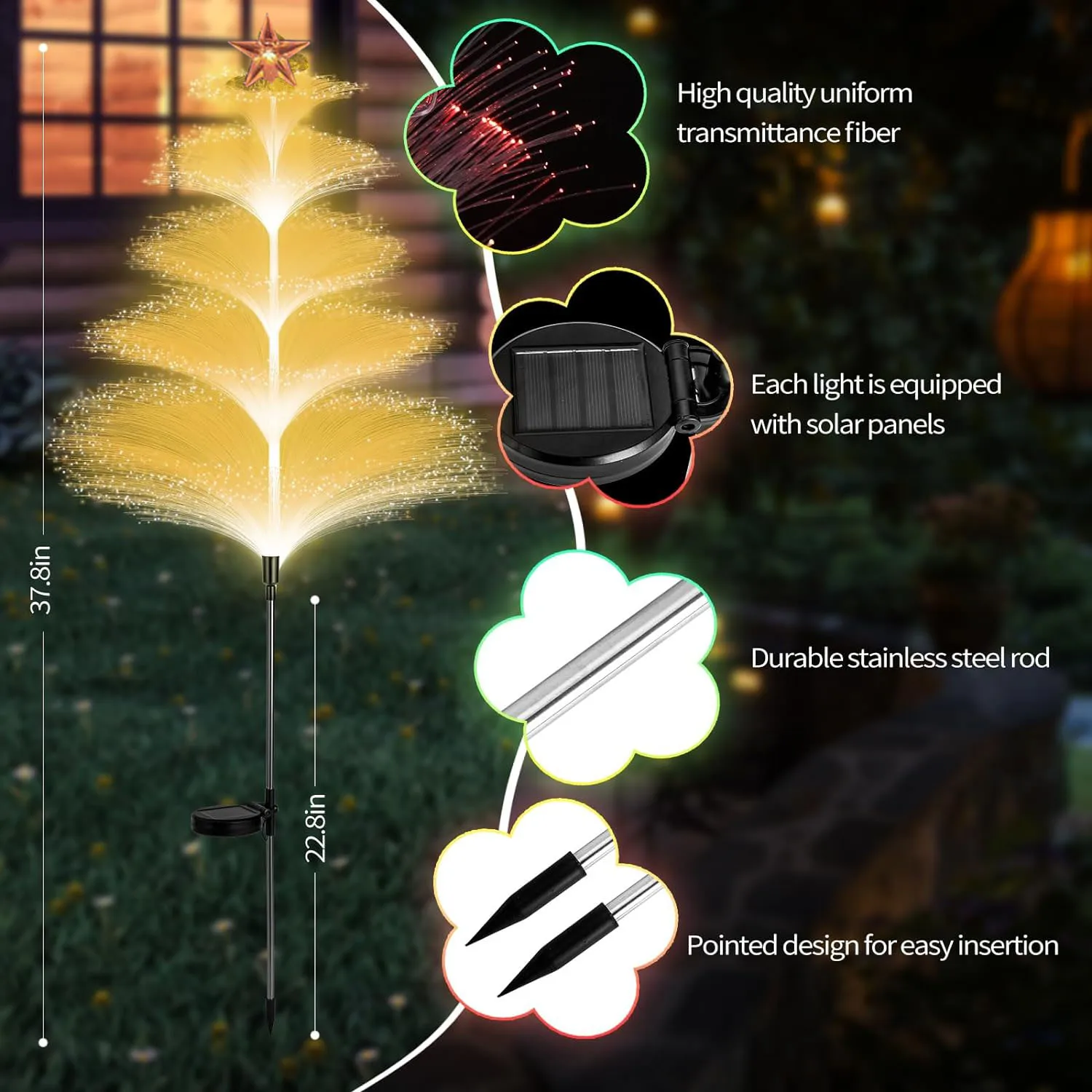 Солнечные садовые фонари для сада уличное 5-слойное освещение с бабочками из