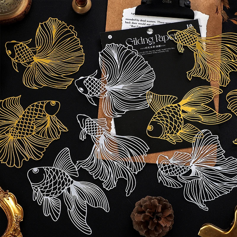 10 шт./лот бумага для скрапбукинга в эстетике Позолоченные канцелярские товары из