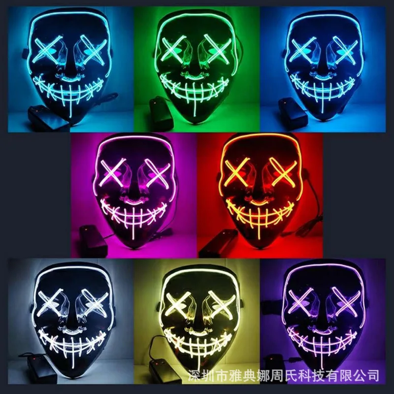 

Led Purge Mask Masquerade Carnival Party Masks Wireless Halloween Neon Light Luminous In The Dark Cosplay Costume Supplies