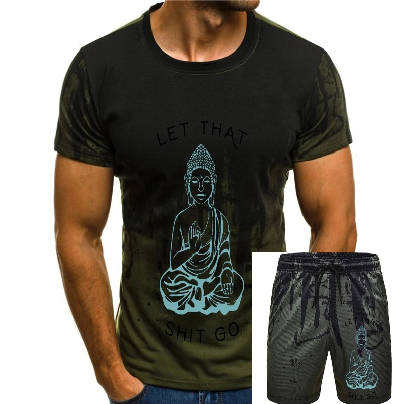

Футболка Let That Sht Go Budhism, черная, белая, серая футболка для йоги Budha