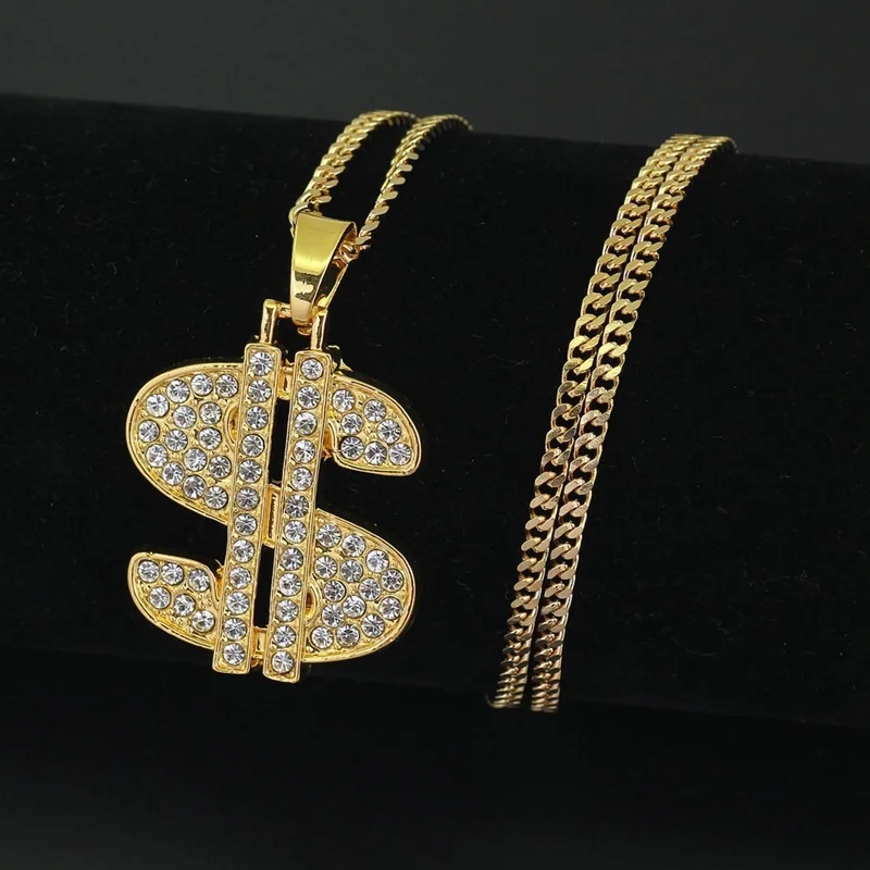 Hot Sale Dollar Shape Necklace for Men New Fashion Punk Hip Hop Men Punk Party Club Jewelry Necklace Accessories Gift