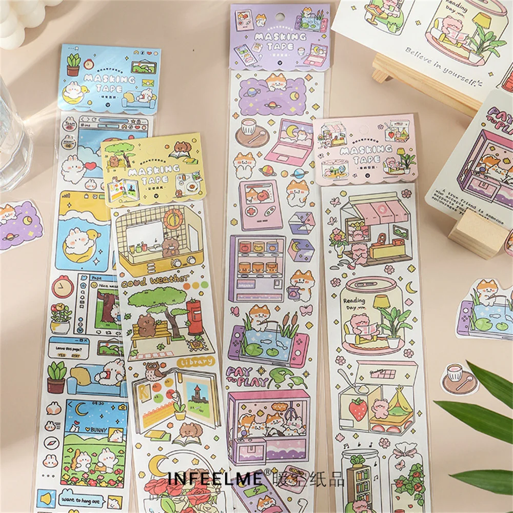 

1Pc Cute Cartoon Stickers Creative DIY Decorative Scrapbooking Diary Album Stick Label Korean Stationery Art Supplies