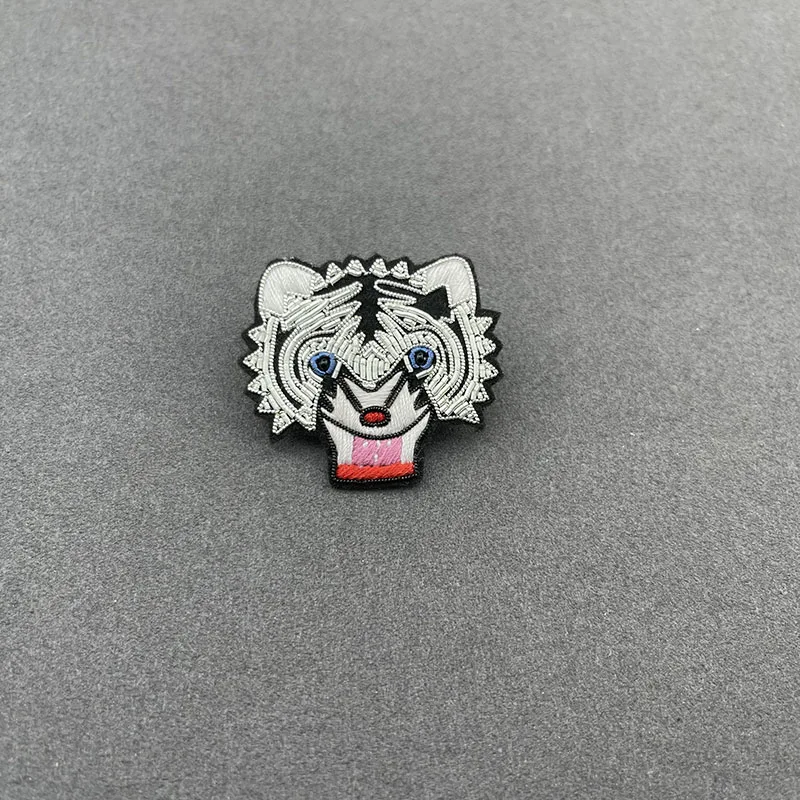 Индийская шелковая металлическая нить cannetile ручная вышивка голова тигра нашивка