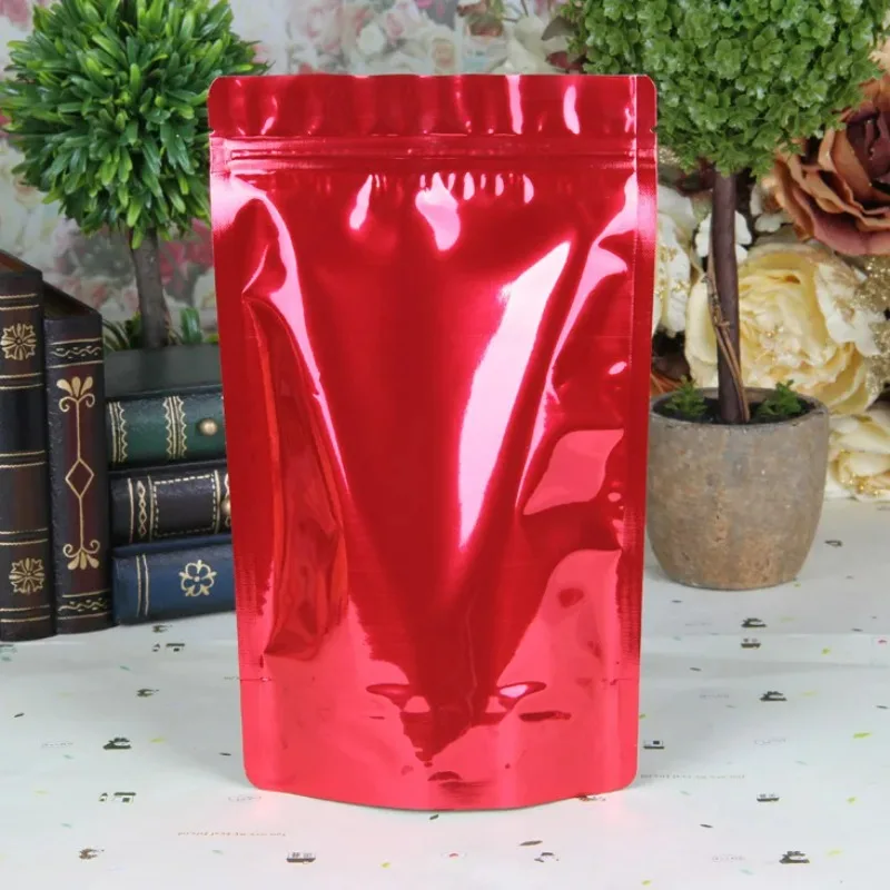 

100PCS/Lot 16*26cm red Zipper Aluminum Foil Resealable Valve Package Pouches Grocery Coffee Powder Nuts Pack Bags