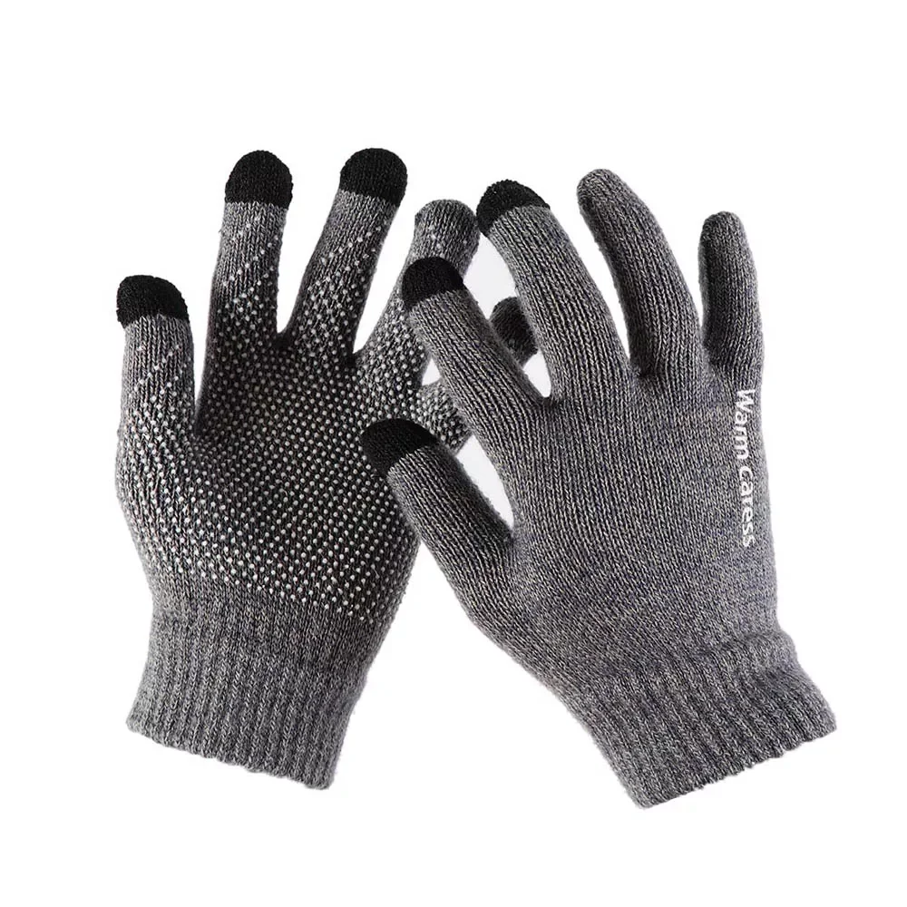 

New in Men Thicken Knitted Gloves For Phone Screen Male Winter Autumn Warm Wool Cashmere Solid Gloves Men Mitten Business Gloves