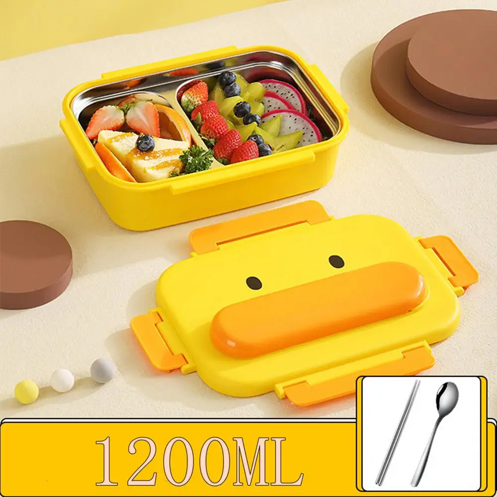 

Stainless Steel Portable Lunch Box Double-layer Microwave Oven Heating Compartment Insulation Snack Box Cartoon Duck