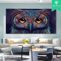 5d full drill ab diamond painting owl art squareround diamont embroidery large size cross stitch pour glue kits home decoration