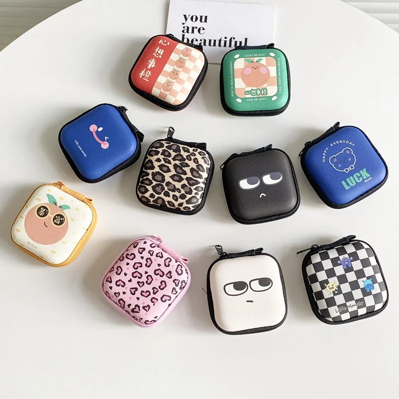 

Earphone Holder Case Storage Carrying Hard Box Case For Earphone Cute Cartoon USB Cable Organizer Carrying Storage Bag Case