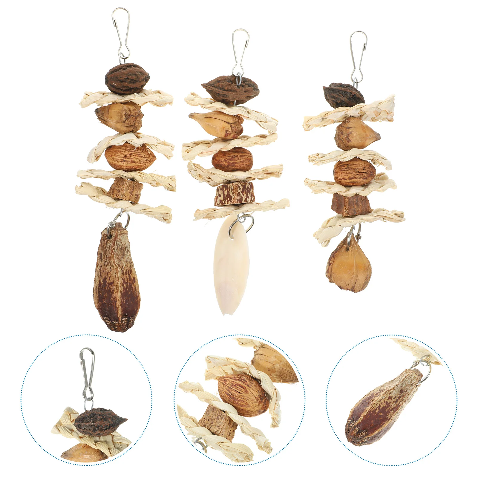 

3 Pcs Accessories Parakeet Balance Train Toy Wooden Playset Parrot Cage Hanging Chewing Bird Swing Funny