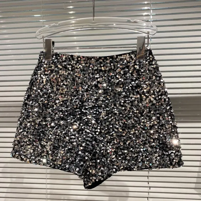 New Women's Spring Summer Black Velvet Shorts Women Sequined Shiny Versatile Short Pants Clubwear Shorts Hot Pants Streetwear