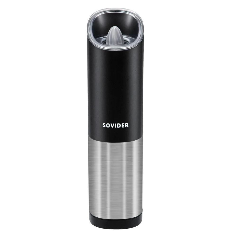 

SOVIDER Gravity Electric Grinder Spice Mill Shaker Tools for Pepper and Salt With LED Light Adjustable Coarseness Capacity 85ml