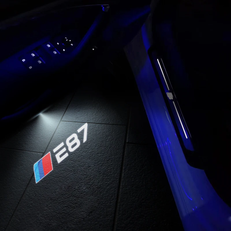 Фото 2 шт. светодиодные двери автомобиля для E61 E60 E91 E92 E90 E87 GT трехцветная спортивная эмблема свет приветственная лампа беспроводной проектор аксессуары №2