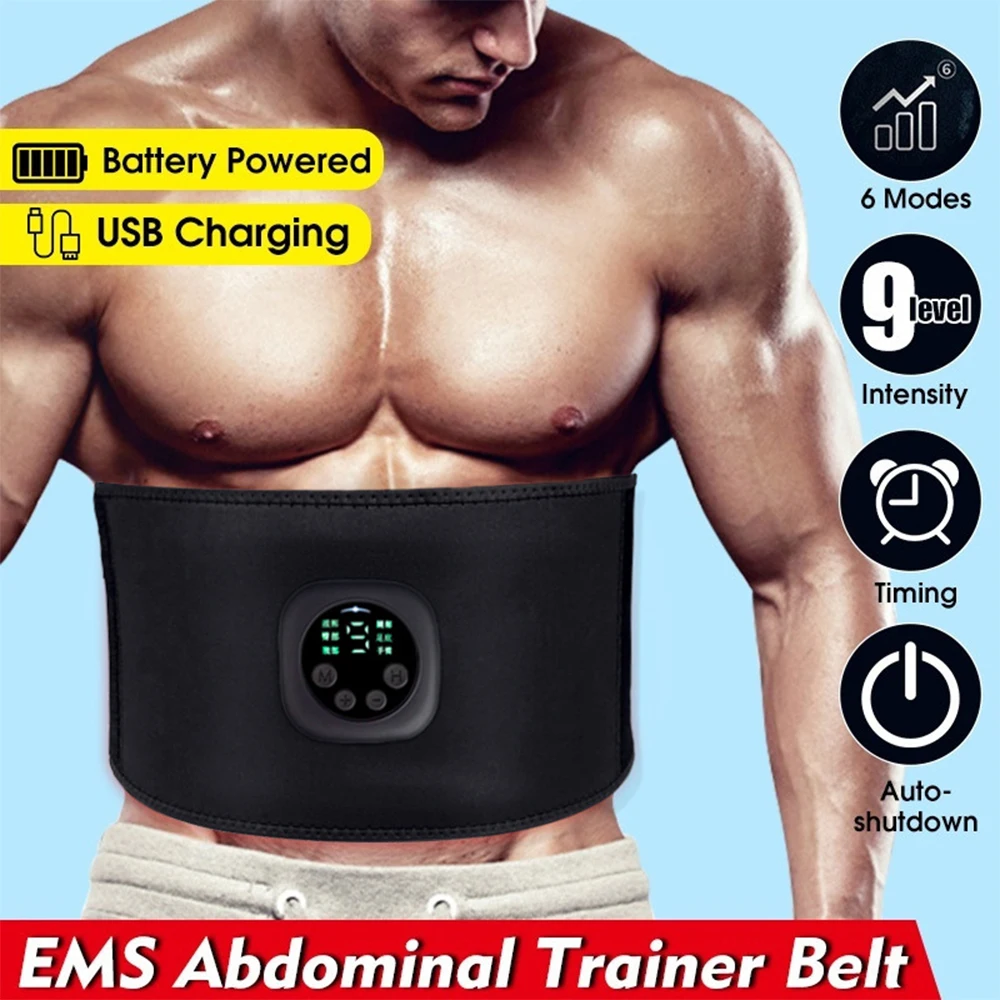 

USB Rechargeable EMS Fitness Slimming Belt Intelligent LED Electrical Belly Muscle Stimulator Abdominal Vibration Waist Massager