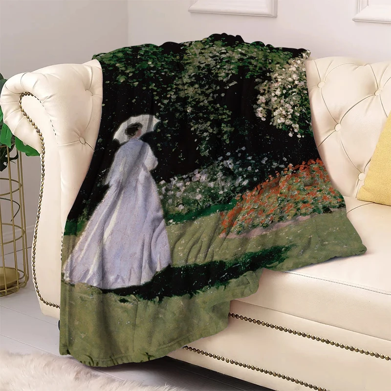 

Monet Oil Painting Decorative Sofa Blankets for Bed Shaggy Throw Blanket Nordic Bedroom Decoration Bedspread the Fluffy Soft Nap