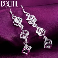 doteffil 925 sterling silver square cubic zircon drop earrings for women best gift wedding engagement jewelry