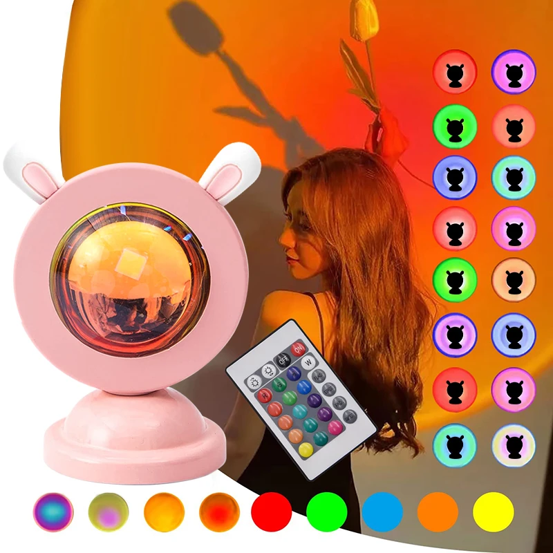 

Portable Animal Robot LED Mini Sunset Light Projector Atmosphere Ins Photo Rainbow Dawn Table Lighting Bedroom Decor RGB Lamp