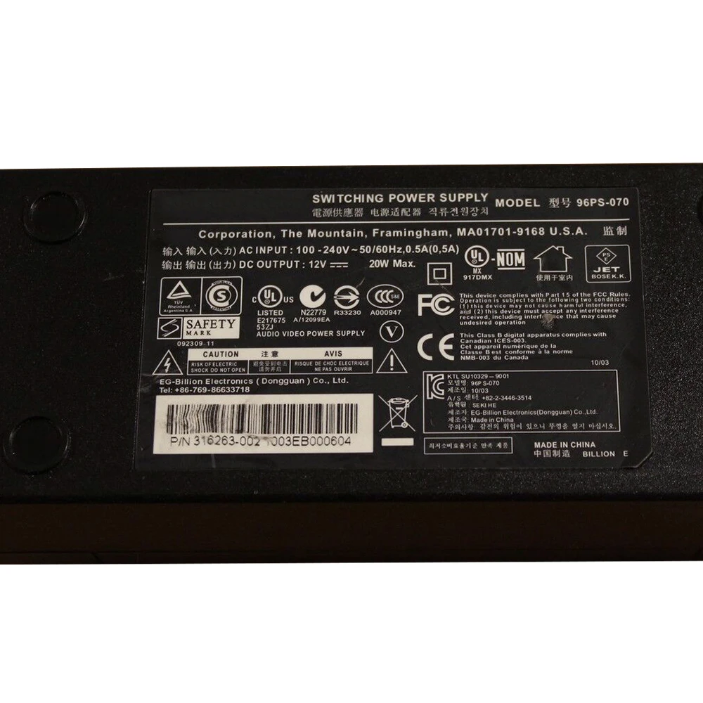 Оригинальный источник питания для телевизора, домашнего кинотеатра 12V20W 96PS-070 для BOSE Lifestyle T10/T20/V10/V20/V25/V30/V35 12 В 1A 20 Вт с переключением