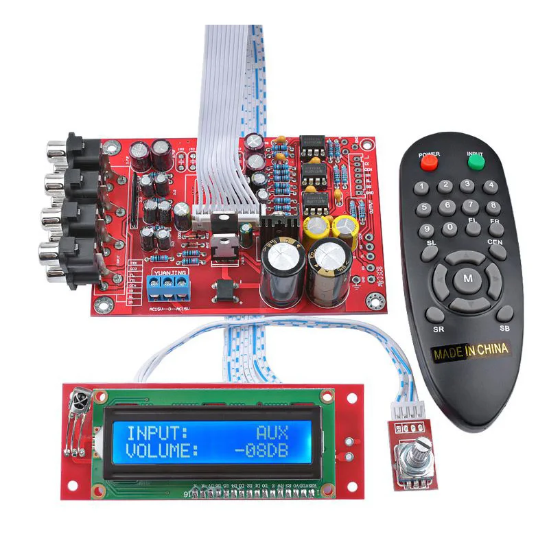 Canais de Controle Remoto Controle de Volume Pré-amplificador Display Lcd 5.1 Volume Áudio Preamp Ne5532 op Amp para 5.1 Amp 6