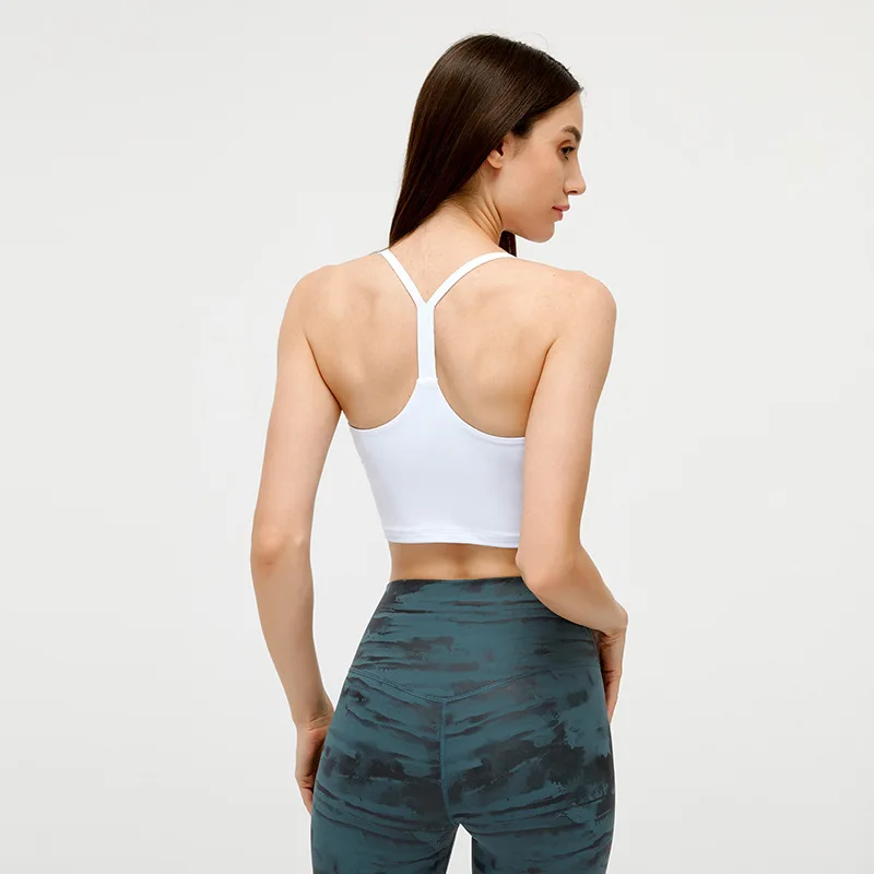 

Top Women's Yoga Sports Shirts Gym Show Navel Sexy Fitness Bra T-Shirt Solid Color Soft Breathab Fashion I-shaped Beautiful Back