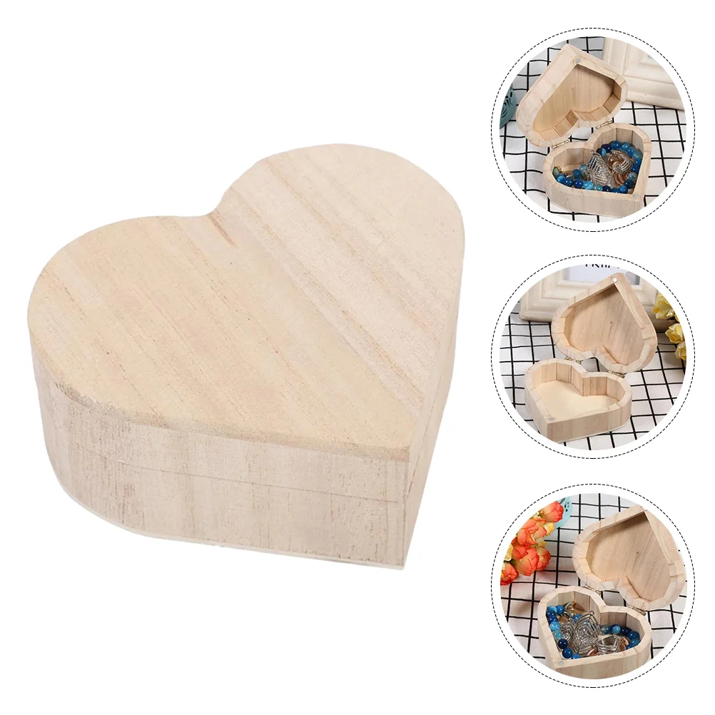 

Unfinished Wood Box Rustic Ring Box Wood Jewelry Box Ring Bearer Gifts Heart Trinket Box Heart Ring Box