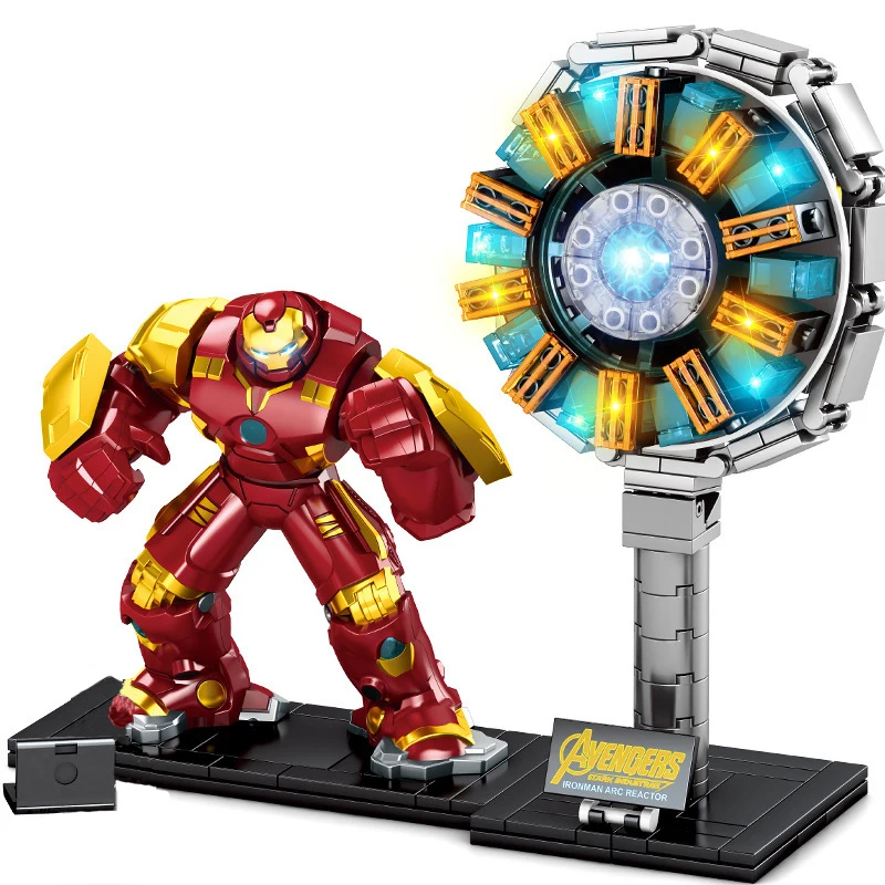 Supereroi Avengers Iron Man Hulkbuster acciaio guerriero reattore figura MOC Light Building Blocks classico film modello mattoni giocattoli