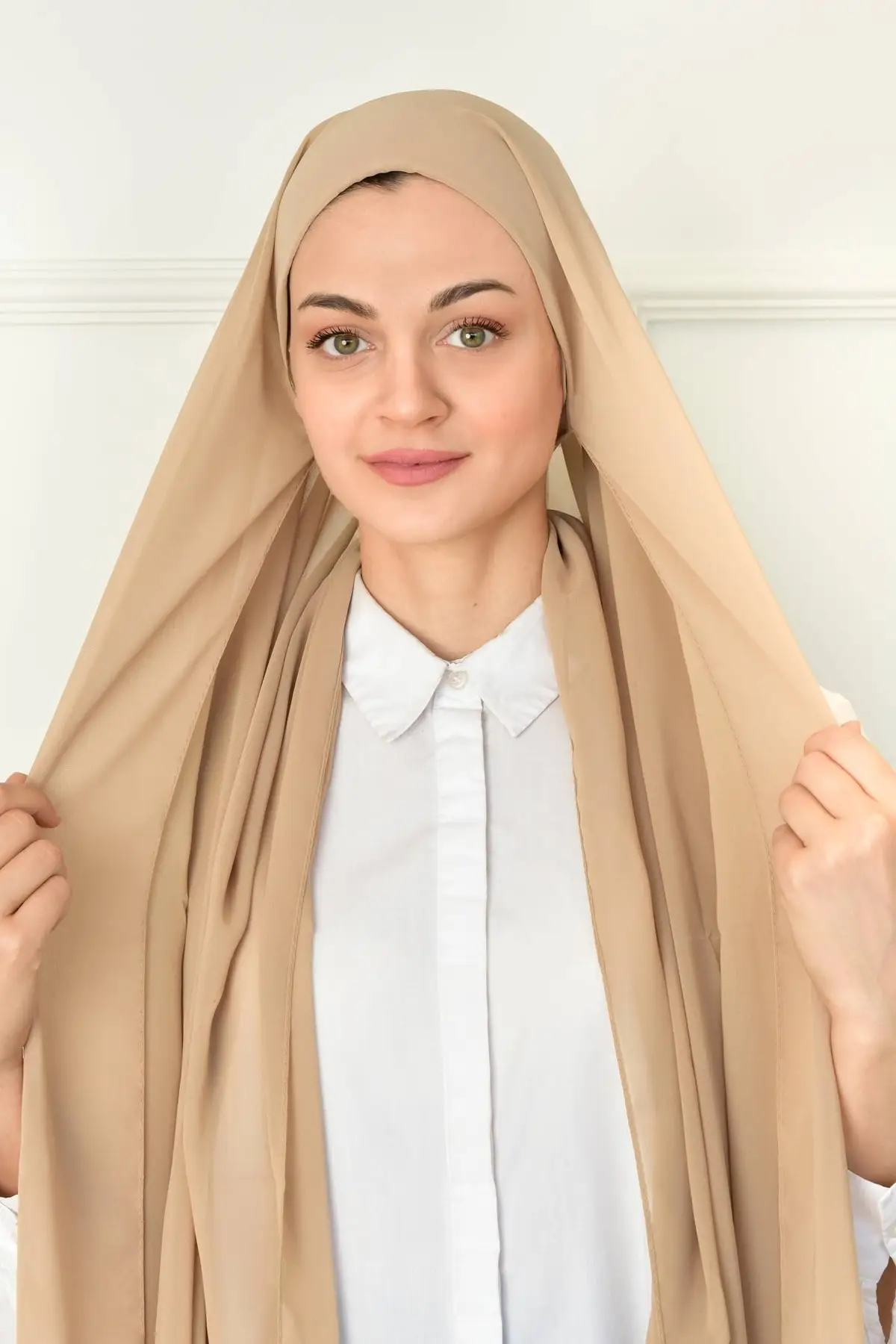 

Practical Boneli Chiffon Shawl Beige Hijab Bone Beach Clothing