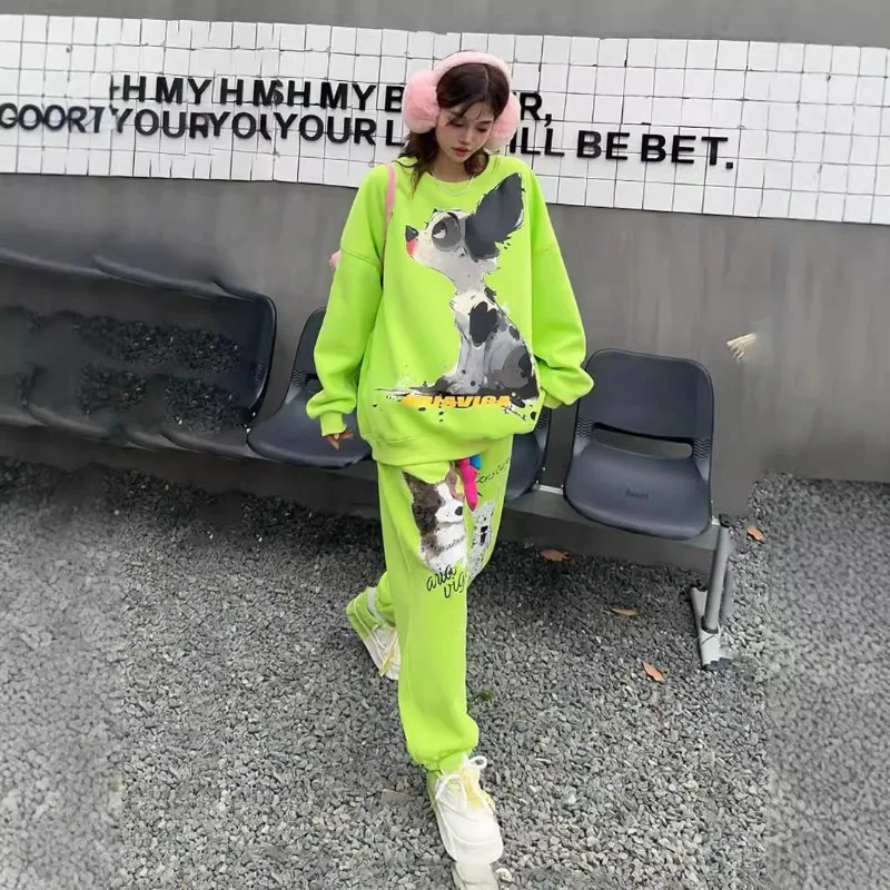 Модный повседневный спортивный костюм с принтом граффити большого размера