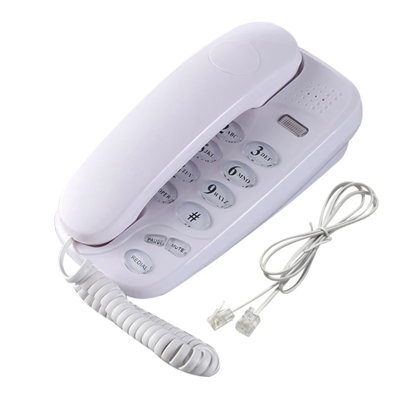 Wall Mounted Phone Fixed Landline Desktop Telephones with Call Light, Mute, , and Redial Function Clear Sound 40JB