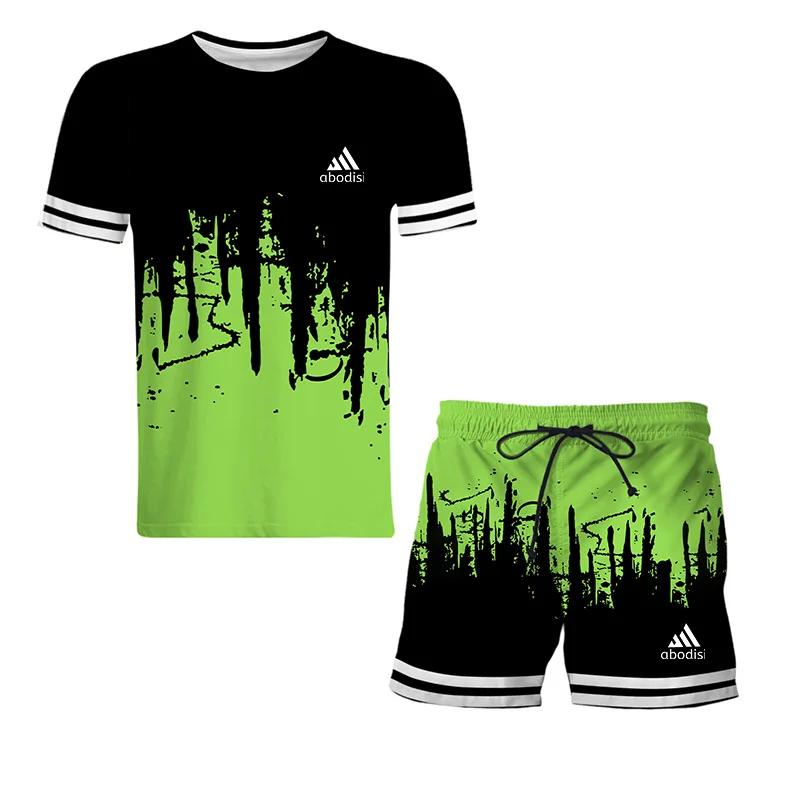 

Костюм в европейском и американском стиле с короткими рукавами и принтом