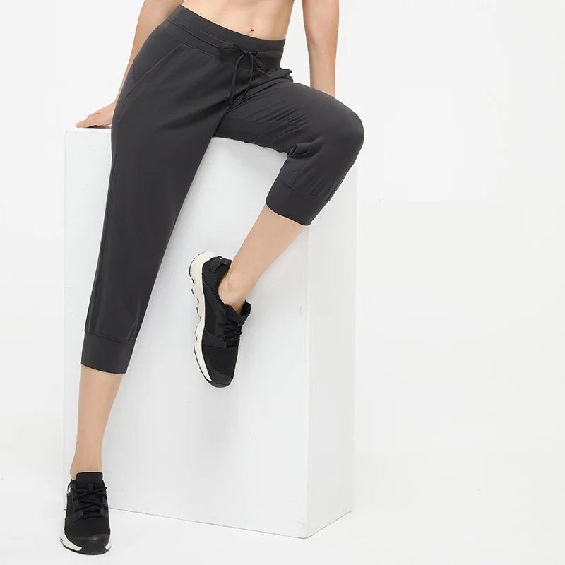 Fashion Sports Pants Solid Color Yoga Pants Sexy Leggings Gym Outdoor Women Trousers Brushed Soft Breathable Drawstring Pockets