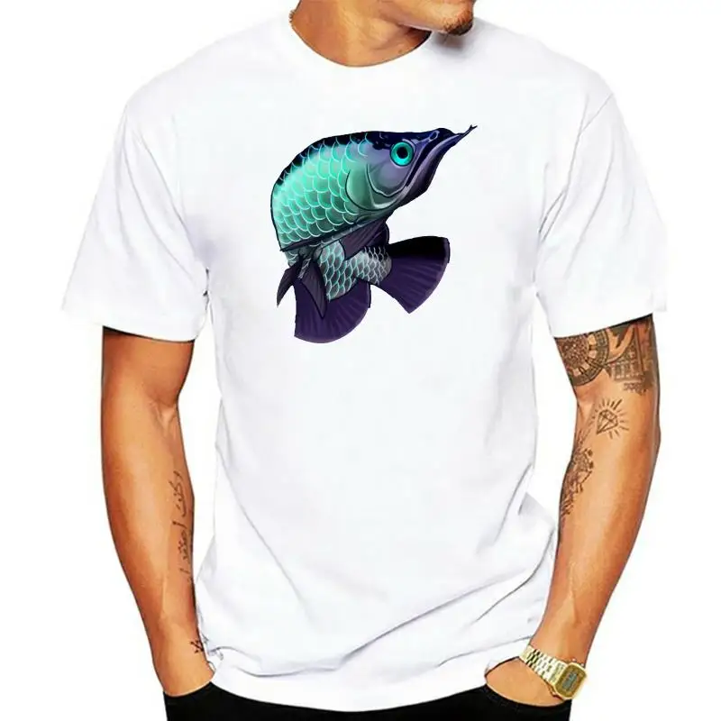 

Men's Arowana fish t shirt Designs cotton O Neck Costume Fitness Basic Spring Letter shirt