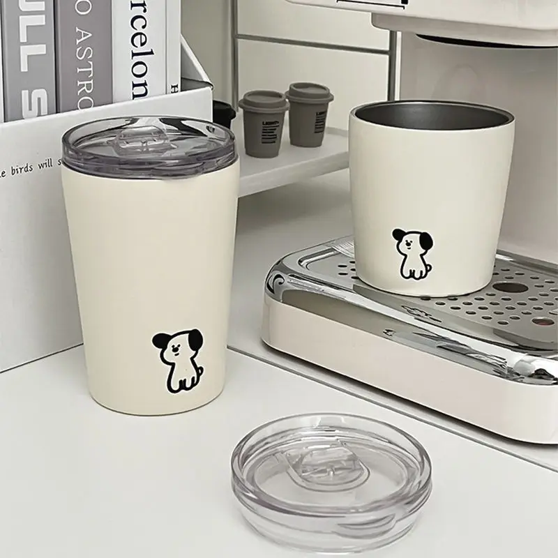 Cup For Women, Stainless Steel Portable Travel Mug With Insulated Cold Cup, Small Dog Coffee Cup