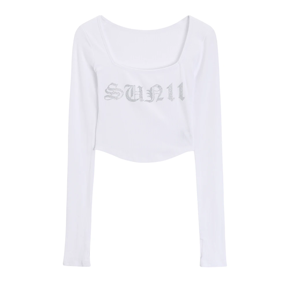 

Pure Desire Sexy Tight Short Long Sleeve T-shirt Women's Early Autumn Chic Right Shoulder Niche Design Sense Wweet And Spicy Top