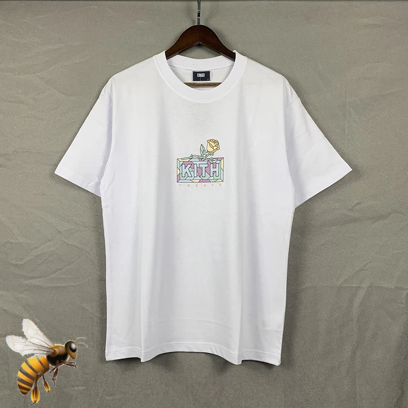 

Yellow Flower KITH T Shirts Men Women Harajuku HIP HOP Casual High Quality Cotton Tshirt Spring Summer KITH T-shirt
