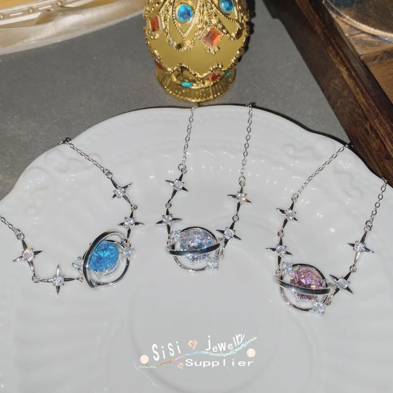 Женский роскошный блестящий яркий синий крутой браслет со звездой из циркония