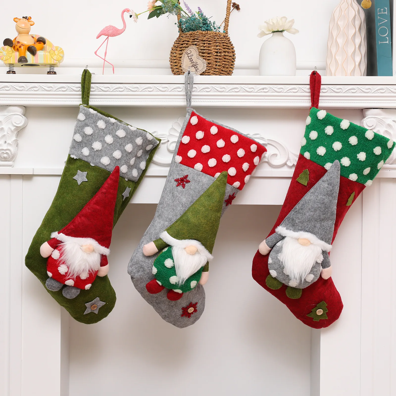 

Faceless Christmas Stocking New Year Gift Bags Candy Holder Christmas 2022 Adornos Navidad Christmas Decoration For Fireplace