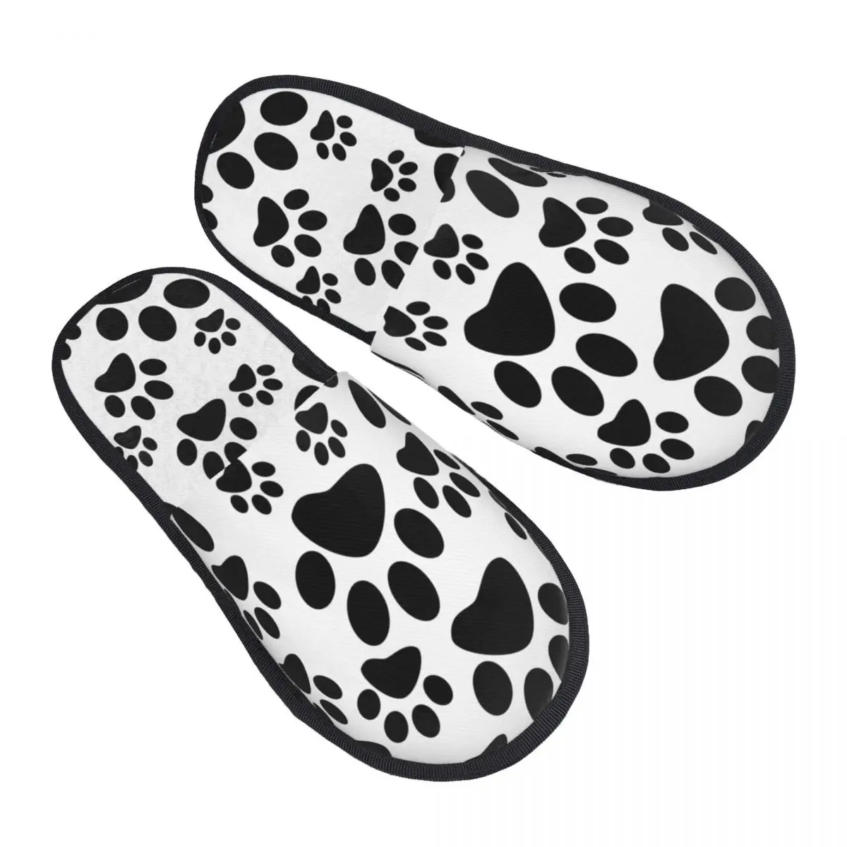 

Меховые тапочки для женщин и мужчин, модные пушистые зимние теплые тапочки, черная домашняя обувь с принтом собачьих лап