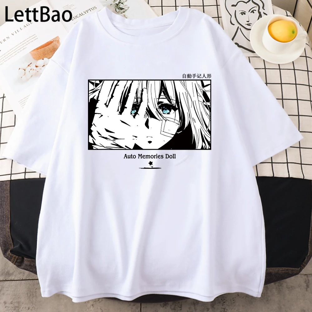 

Anime T-shirts Funny Manga Violet Evergarden Cartoon Print T-shirt Cute Women Tops Harajuku Ulzzang Summer Short Sleeve T Shirts